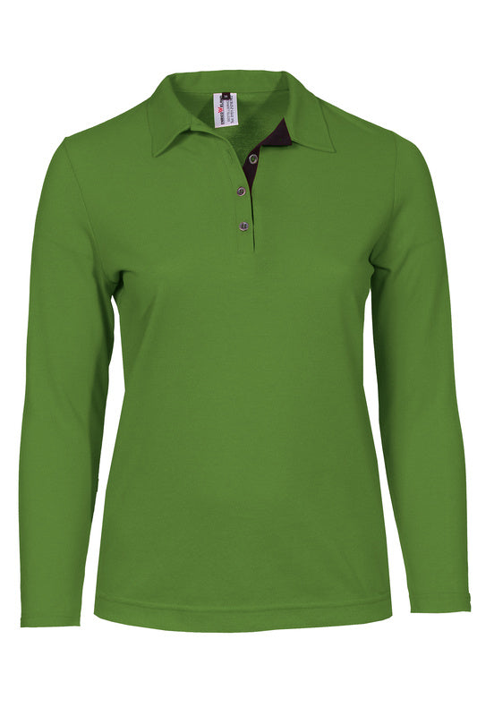 Damen Poloshirt Patty mit langen Armen in Grün