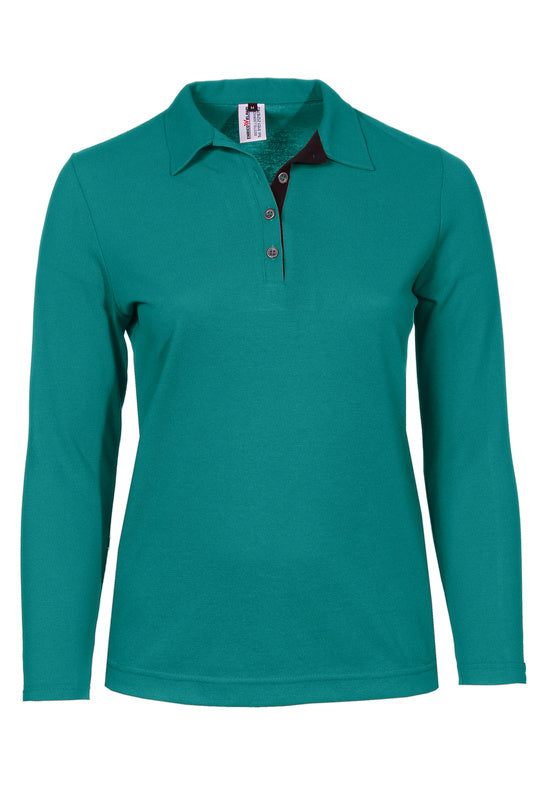 Damen Poloshirt Patty mit langen Armen in Blau