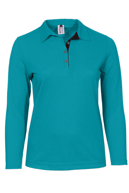 Damen Poloshirt Patty mit langen Armen in Blau
