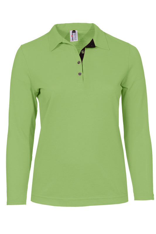 Damen Poloshirt Patty mit langen Armen in Grün