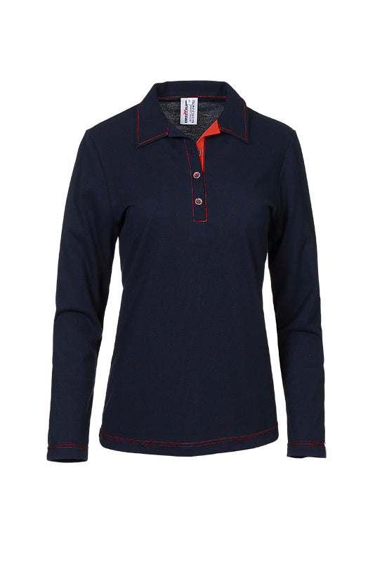 Damen Poloshirt Patty_Navy Edition in Dunkelblau mit Rot