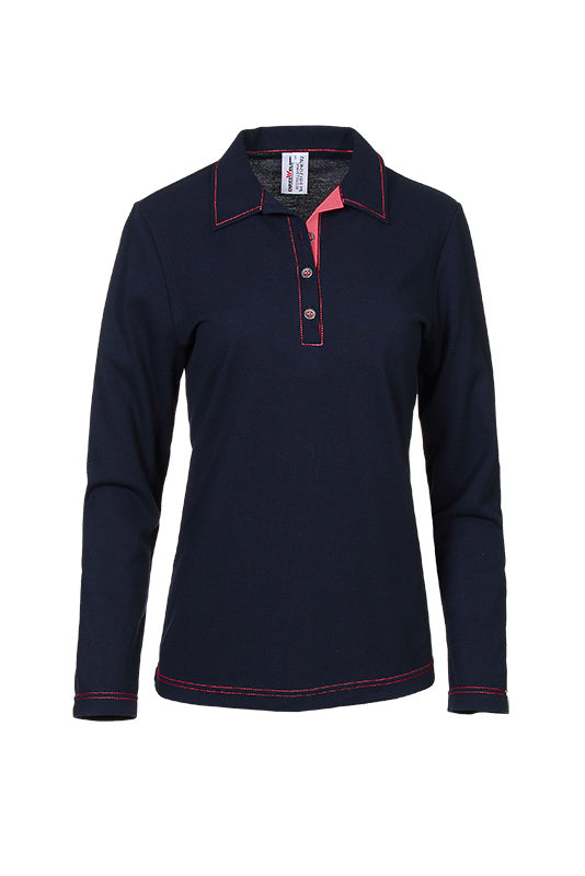 Damen Poloshirt Patty_Navy Edition in Dunkelblau mit Pink