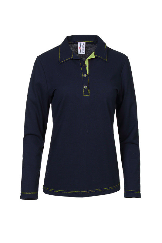 Damen Poloshirt Patty_Navy Edition in Dunkelblau mit Grün