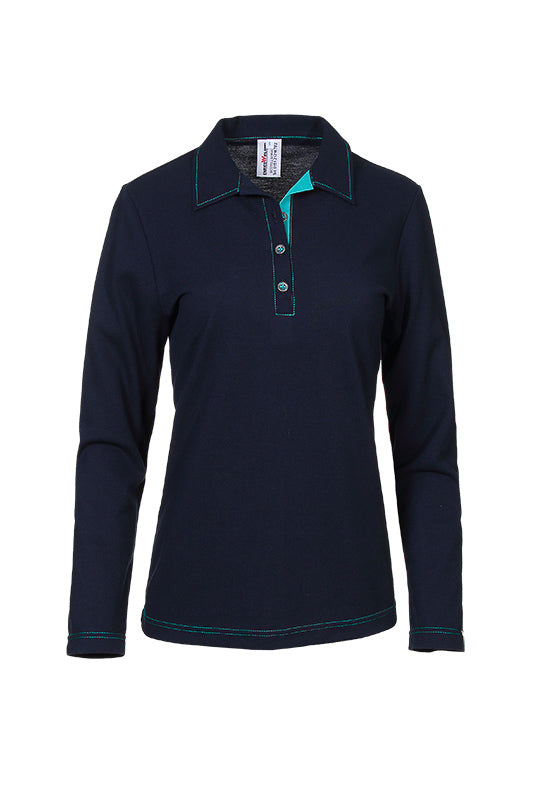 Damen Poloshirt Patty_Navy Edition in Dunkelblau mit Hellblau 