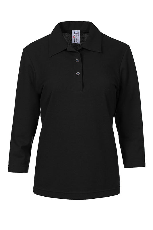Damen Poloshirt Paula mit dreiviertel Armen in Schwarz