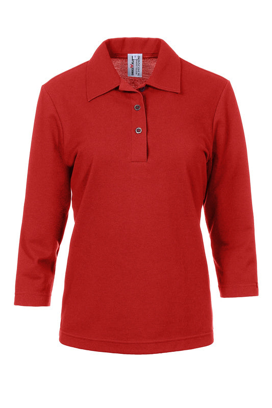 Damen Poloshirt Paula mit dreiviertel Armen in Rot