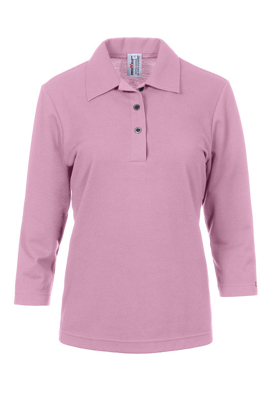 Damen Poloshirt Paula mit dreiviertel Armen in Rosa