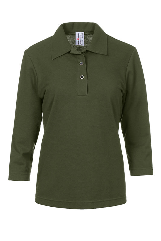 Damen Poloshirt Paula mit dreiviertel Armen in Grün
