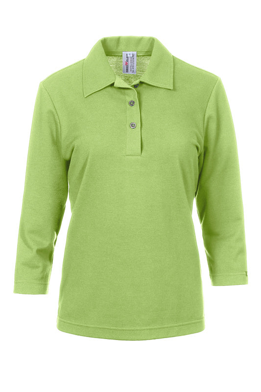 Damen Poloshirt Paula mit dreiviertel Armen in Grün