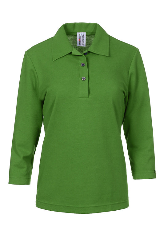 Damen Poloshirt Paula mit dreiviertel Armen in Grün