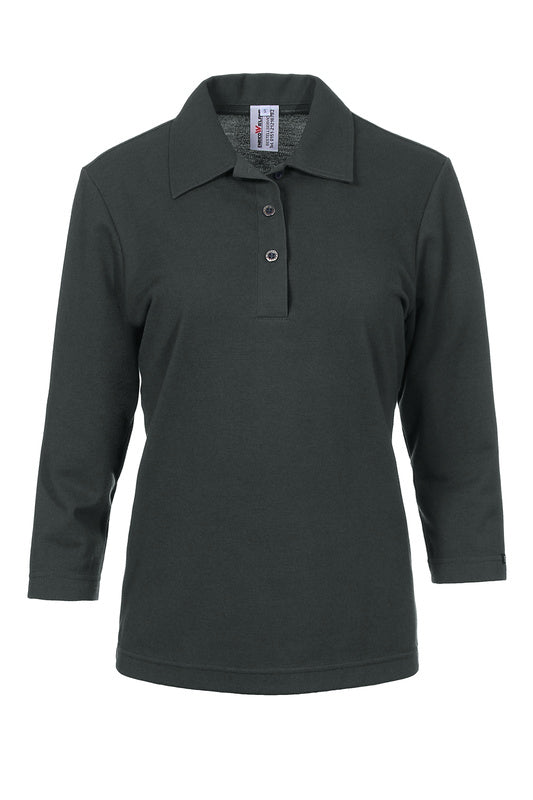 Damen Poloshirt Paula mit dreiviertel Armen in Dunkelgrau