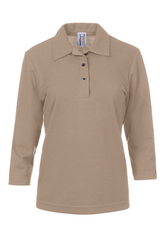 Damen Poloshirt Paula mit dreiviertel Armen in Beige
