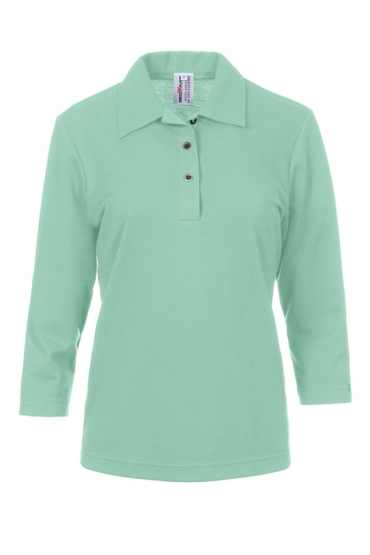 Damen Poloshirt Paula mit dreiviertel Armen in Mintgrün