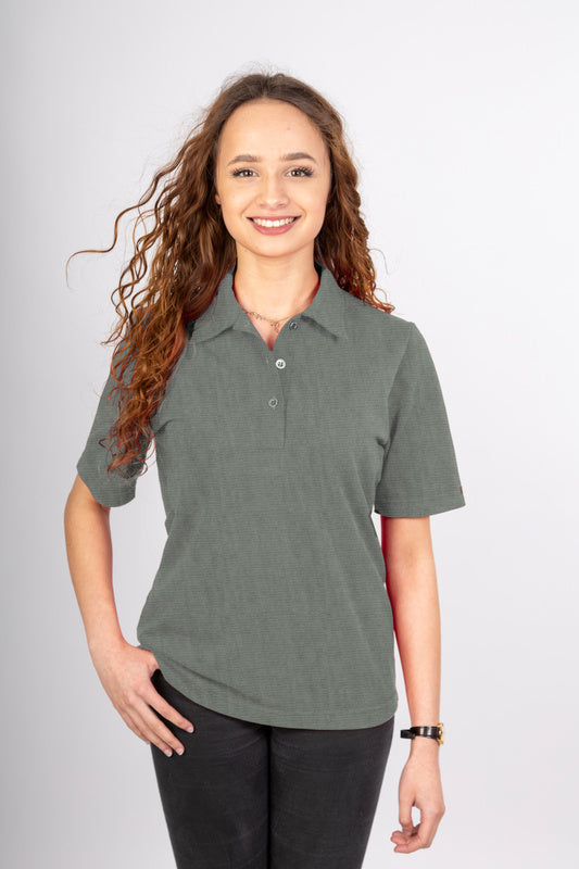 Damen Poloshirt Paula in Hellgrau meliert