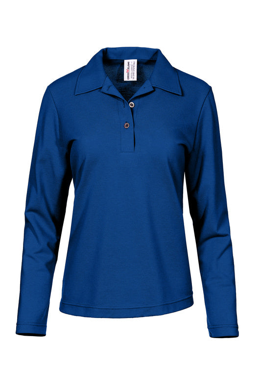 Damen Poloshirt Paula mit langen Armen in Blau