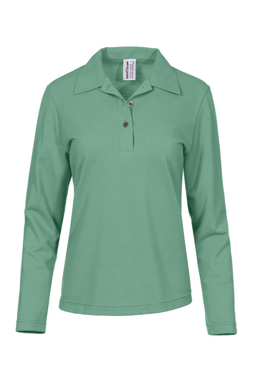 Damen Poloshirt Paula mit langen Armen in Grün