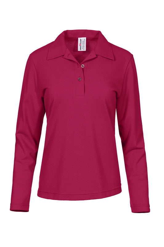 Damen Poloshirt Paula mit langen Armen in Pink
