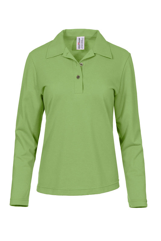 Damen Poloshirt Paula mit langen Armen in Grün