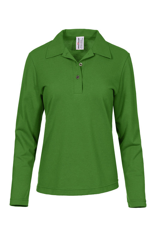 Damen Poloshirt Paula mit langen Armen in Grün