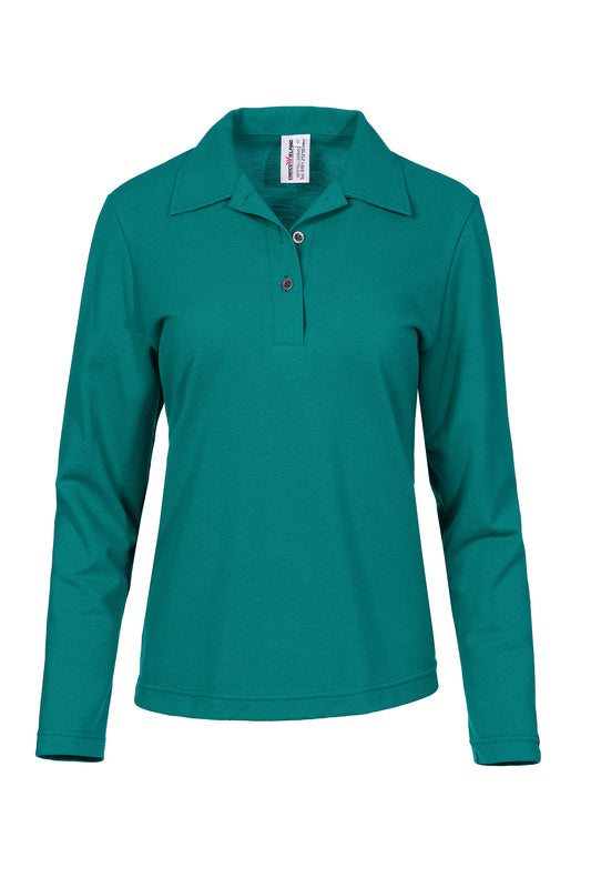 Damen Poloshirt Paula mit langen Armen in Blau