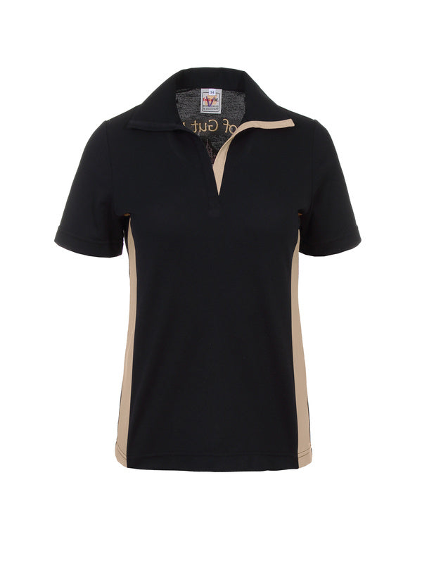 Damen Poloshirt Phyllis_Black Edition in Schwarz mit Beige