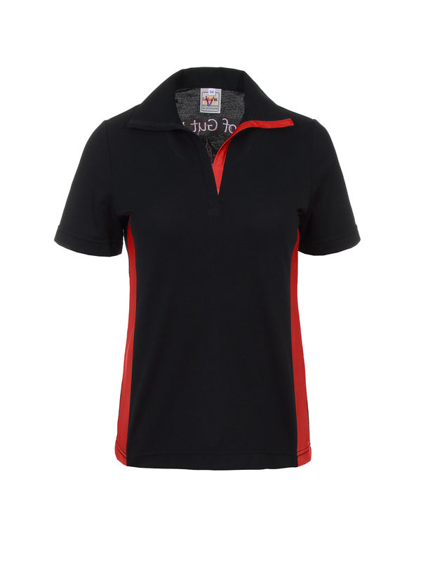Damen Poloshirt Phyllis_Black Edition in Schwarz mit Rot