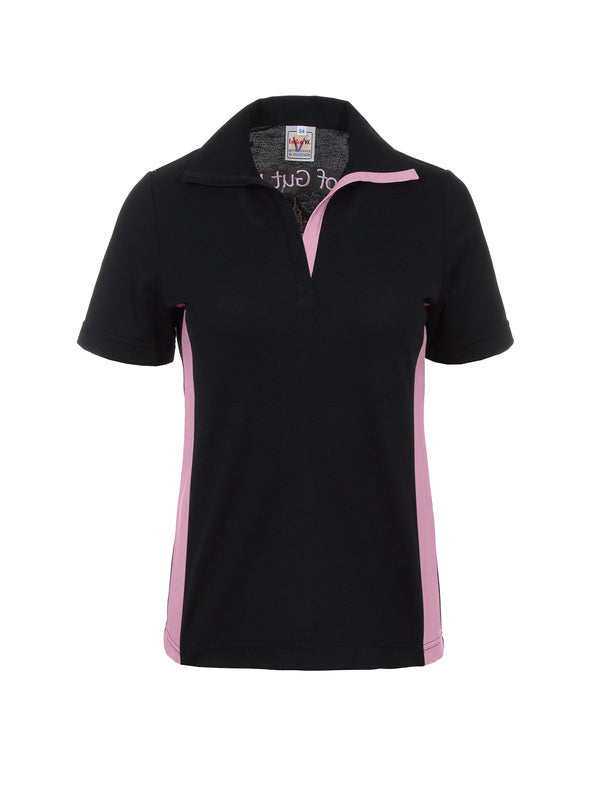 Damen Poloshirt Phyllis_Black Edition in Schwarz mit Rosa