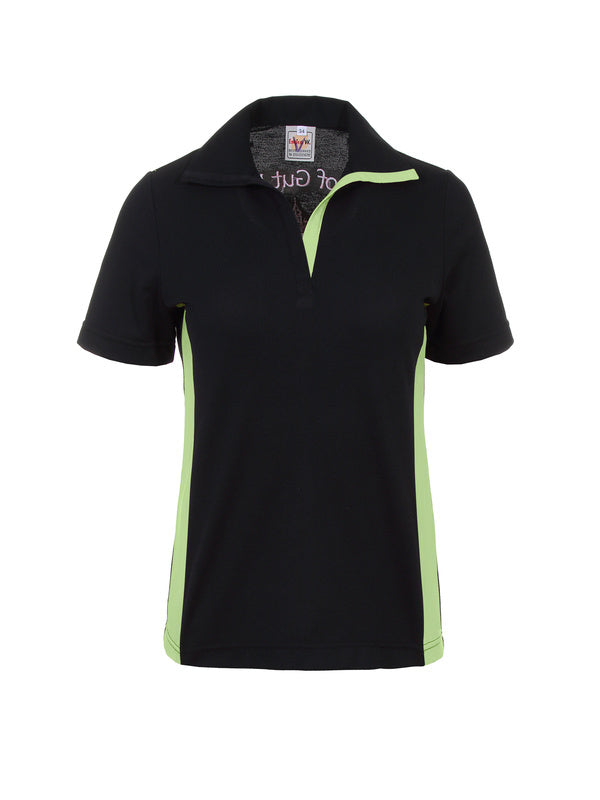 Damen Poloshirt Phyllis_Black Edition in Schwarz mit Grün