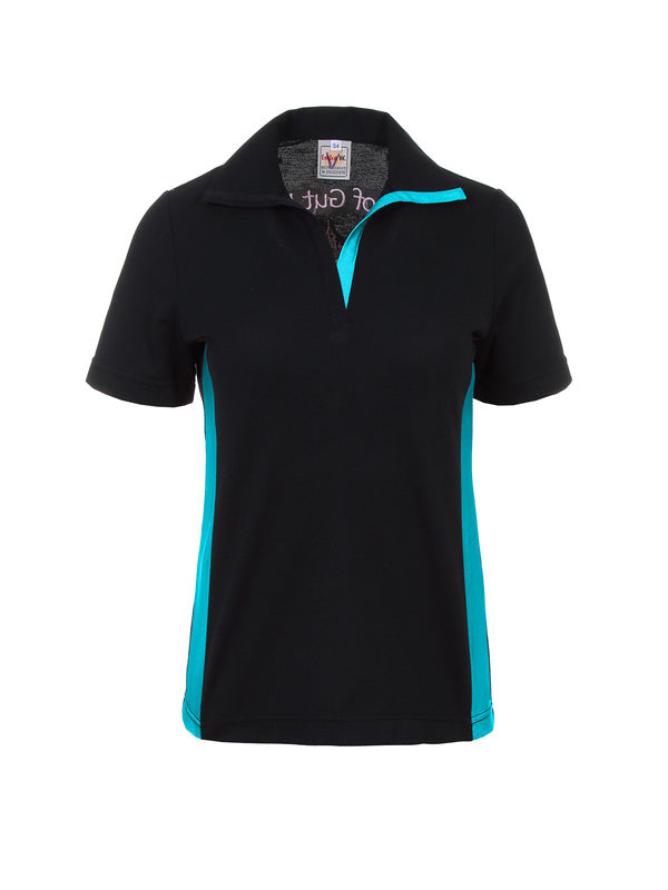 Damen Poloshirt Phyllis_Black Edition in Schwarz mit Blau