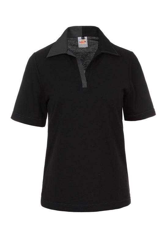 Damen Poloshirt Poloina_Black Edition Kurzarm, Schwarz mit Grau