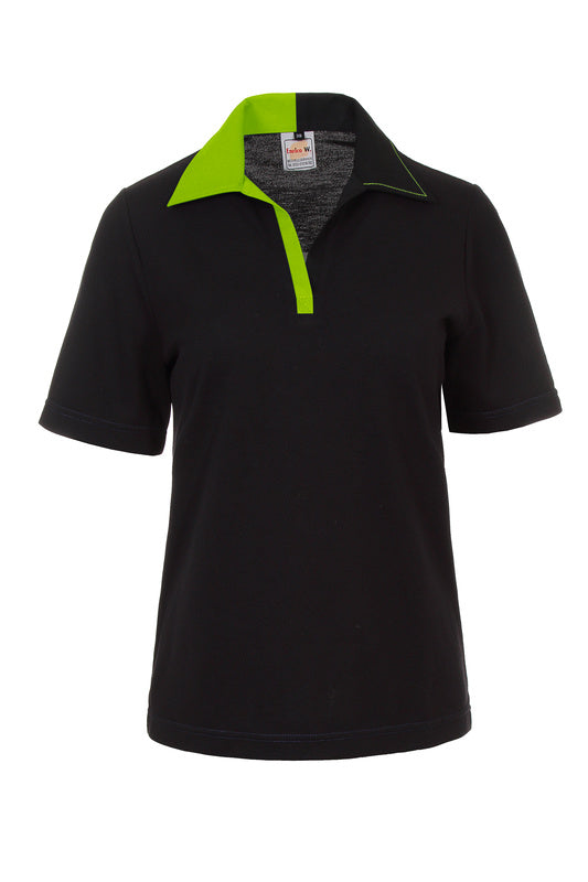 Damen Poloshirt Poloina_Black Edition Kurzarm, Schwarz mit Grün