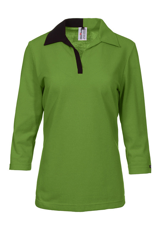Damen Poloshirt Polonka in 3/4 Arm und V-Leiste