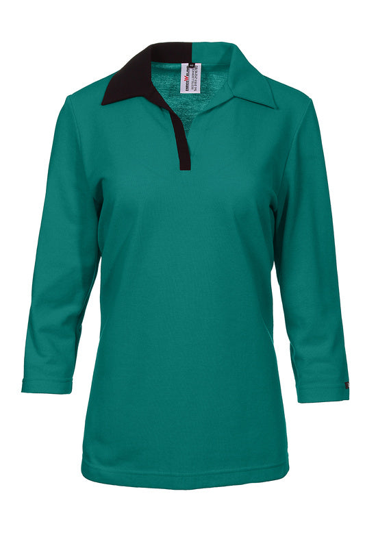 Damen Poloshirt Polonka in 3/4 Arm und V-Leiste