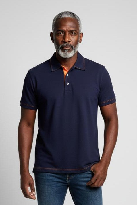Poloshirt Martin_Navy Edition mit farbiger Steppnaht