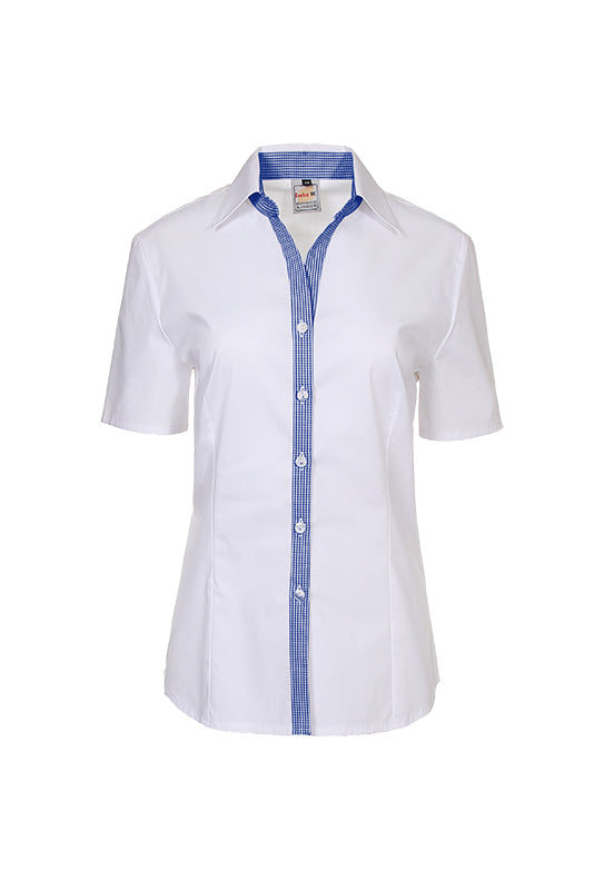 Performance Damenbluse Raja_Pattern Edition mit schickem Frontbesatz in karierten Elementen!