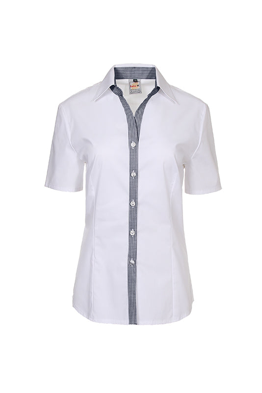 Performance Damenbluse Raja_Pattern Edition mit schickem Frontbesatz in karierten Elementen!