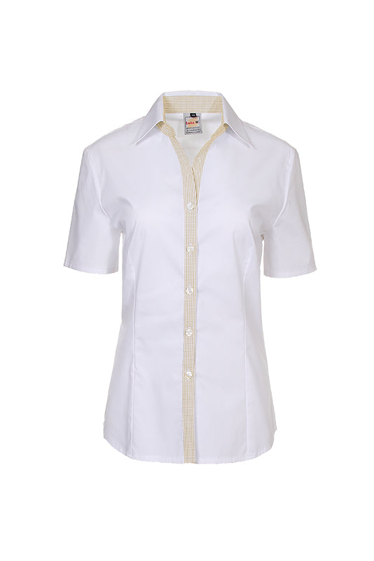 Performance Damenbluse Raja_Pattern Edition mit schickem Frontbesatz in karierten Elementen!