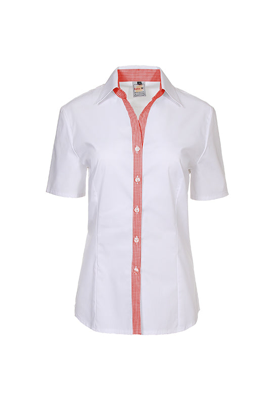 Performance Damenbluse Raja_Pattern Edition mit schickem Frontbesatz in karierten Elementen!