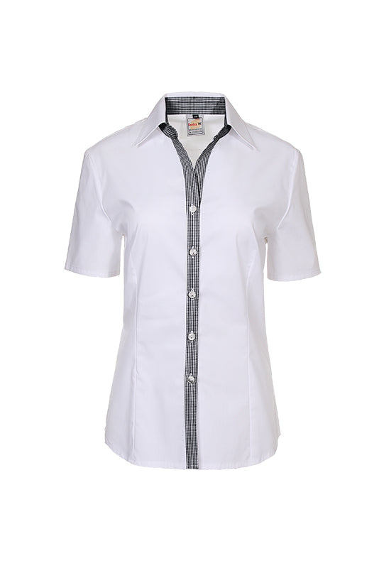 Performance Damenbluse Raja_Pattern Edition mit schickem Frontbesatz in karierten Elementen!