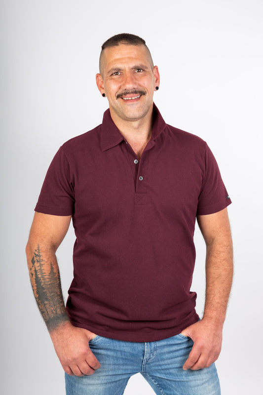 Herren Poloshirt Ralph mit kurzen Armen in Weinrot
