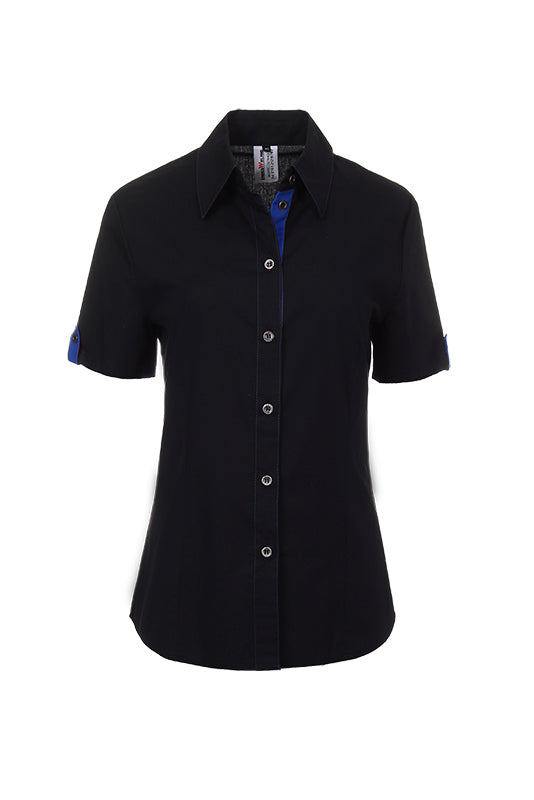 Damenbluse Rica_Black Edition in Schwarz mit Blau