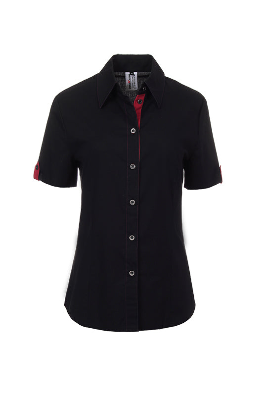 Damenbluse Rica_Black Edition in Schwarz mit Kirschrot