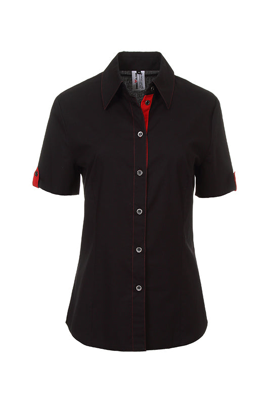Damenbluse Rica_Black Edition in Schwarz mit Rot