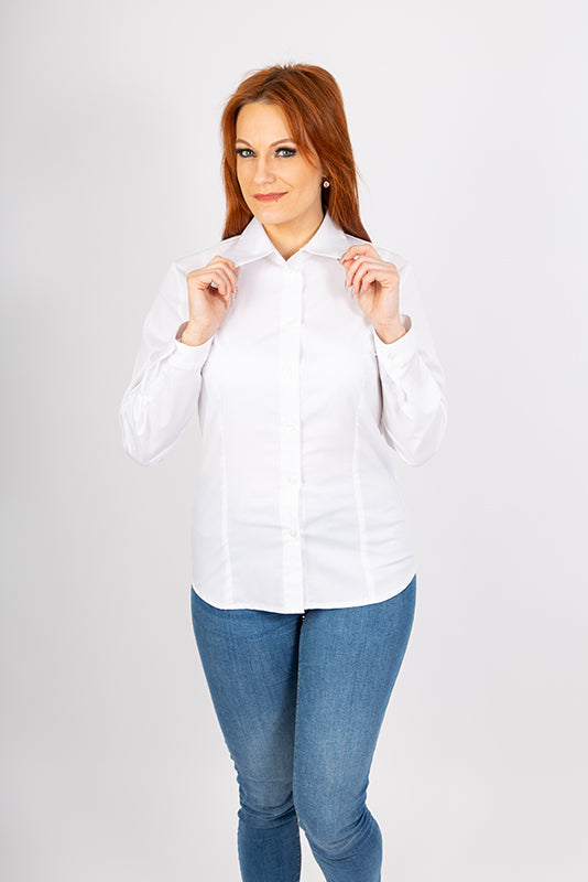 Damenbluse Ricarda mit langen Armen in Weiß