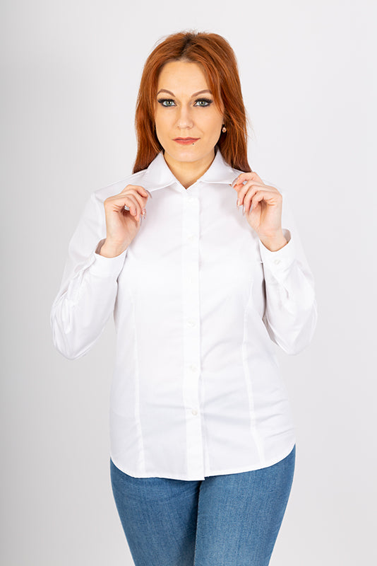 Damenbluse Ricarda mit langen Armen in Weiß