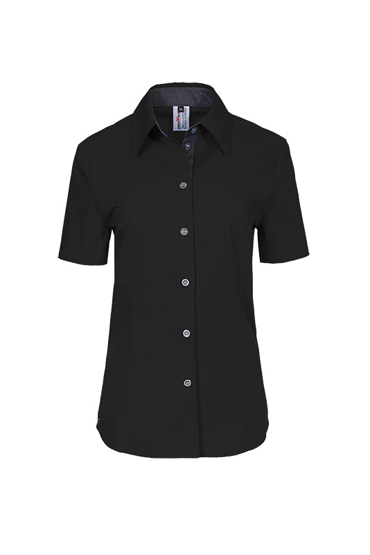 Damenbluse Rieke_Jeans Edition mit Jeansbesätzen in Schwarz