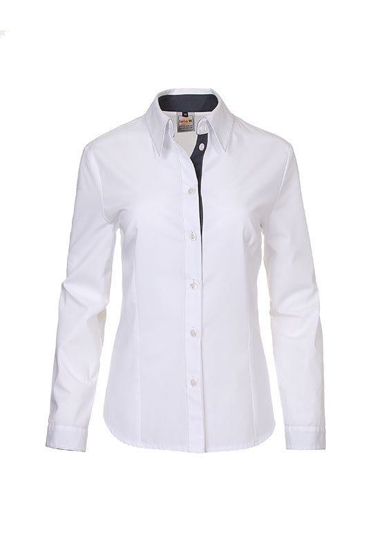 Damenbluse Rieke_White Edition in Weiß mit Grau