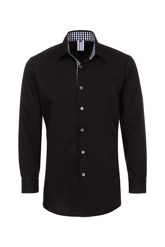 Herrenhemd Rike_Black Edition in Schwarz mit langen Armen