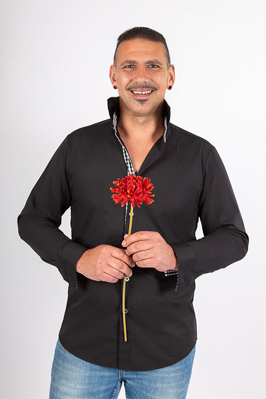 Herrenhemd Rike_Black Edition in Schwarz mit langen Armen