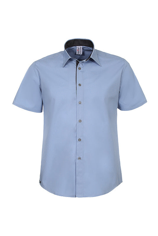 Unifarbiges performance Businesshemd Rike_Jeans Edition in tollen Unifarben, abgesetzt mit robustem Jeansstoff